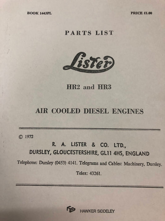 Lister HR2 & HR3 Parts List