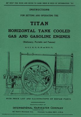 IHC Titan Horizontal Tank Cooled 4, 6, 8, 10, 12, 15, 20 & 25 HP Engine (Manual)