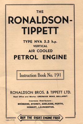 Ronaldson-Tippett Type NVA 5.5 HP Petrol Engine (Manual)