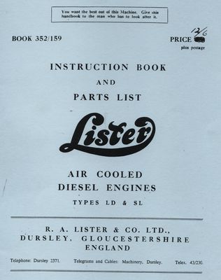 Lister Types LD & SL Air Cooled Diesel Engines (Manual)