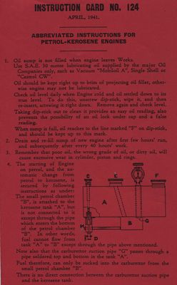 Ronaldson-Tippett Type N Instruction Card No. 124 - Leaflet (Manual)